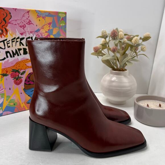 Jeffrey Campbell Sherpal Chunky Heel Zip Boot Brown Women 9.5 Tried On - Picture 3 of 11